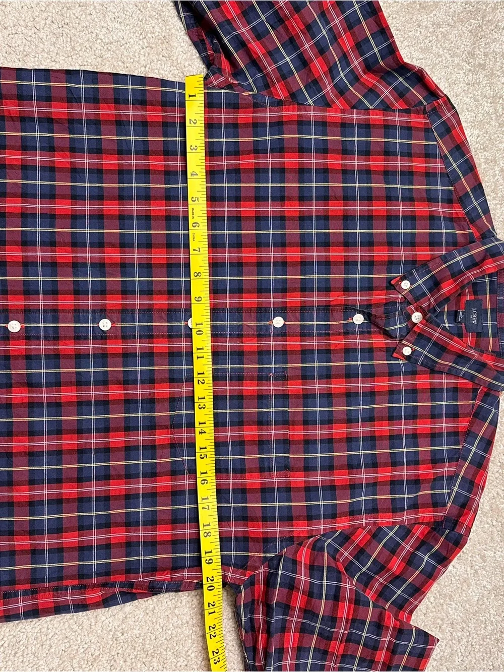 J. Crew Red and Navy Plaid Button-Down Shirt